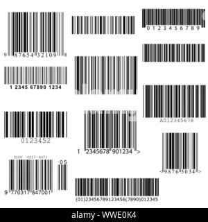 Set di codici a barre del vettore isolato . Modello per la progettazione Illustrazione Vettoriale