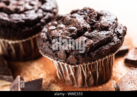 Muffin al cioccolato close up Foto Stock