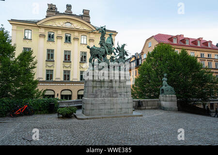 Stoccolma, Svezia. Settembre 2019. Una vista di San Giorgio e il Drago statua nel centro della città Foto Stock