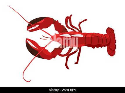 Cucinato red lobster icona isolati su sfondo bianco, freschi piatti di pesce sano, illustrazione vettoriale. Illustrazione Vettoriale