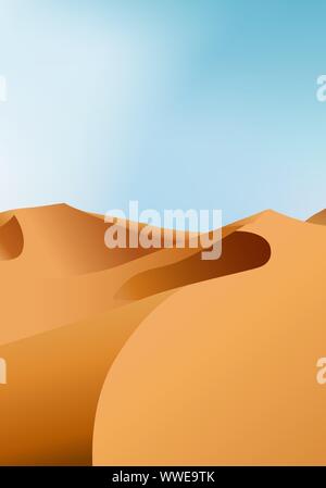 Verticale a secco senza fine il paesaggio del deserto con dune di sabbia e cielo blu chiaro, illustrazione vettoriale. Illustrazione Vettoriale