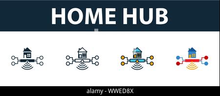 Mozzo Home icon set. Quattro simboli semplici in diversi stili da smart home raccolta di icone. Creative home icone Mozzo riempito, contorno, colorata e piatto Illustrazione Vettoriale