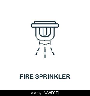 Un impianto antincendio a sprinkler icona di contorno. Linea sottile elemento di concetto di sicurezza antincendio raccolta di icone. Fuoco creativo icona degli sprinkler per le applicazioni mobili e di utilizzo del web Illustrazione Vettoriale