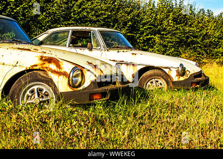 Due MG automobili seduto in un campo Foto Stock