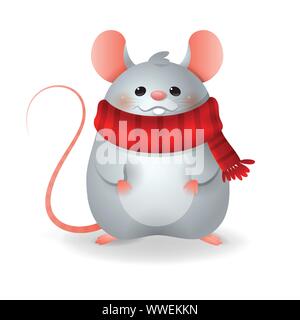 Carino di ratto cinese - Segno Zodiacale Anno di ratto - illustrazione di vettore isolato su sfondo trasparente Illustrazione Vettoriale