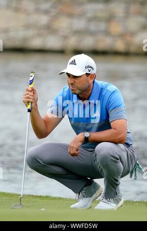 Badhoevedorp, Paesi Bassi 15 Settembre, 2019. Sergio Garcia ESP vince il KLM Open del 15 settembre 2019 nel villaggio di Badhoevedorp, Paesi Bassi. Credito: Sander Chamid/SCS/AFLO/Alamy Live News Foto Stock