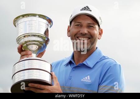 Badhoevedorp, Paesi Bassi 15 Settembre, 2019. Sergio Garcia ESP vince il KLM Open del 15 settembre 2019 nel villaggio di Badhoevedorp, Paesi Bassi. Credito: Sander Chamid/SCS/AFLO/Alamy Live News Foto Stock