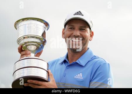 Badhoevedorp, Paesi Bassi 15 Settembre, 2019. Sergio Garcia ESP vince il KLM Open del 15 settembre 2019 nel villaggio di Badhoevedorp, Paesi Bassi. Credito: Sander Chamid/SCS/AFLO/Alamy Live News Foto Stock