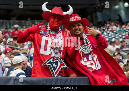 Houston, TX, Stati Uniti d'America. Xv Sep, 2019. Houston Texans fans prima di NFL di una partita di calcio tra Jacksonville Jaguars e Houston Texans al NRG Stadium di Houston, TX. I Texans hanno vinto il gioco 13 a 12.Trask Smith/CSM/Alamy Live News Foto Stock