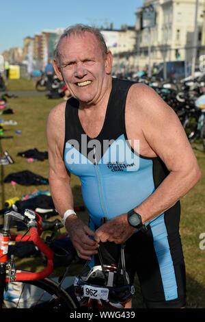 Brighton Triathlon 2019 15/09/2019 il triplo evento di nuoto, ciclismo e running. Foto:Terry Applin Foto Stock