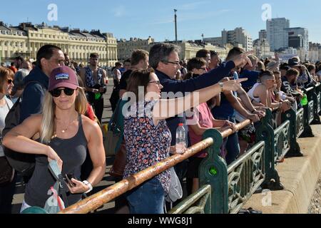 Brighton Triathlon 2019 15/09/2019 il triplo evento di nuoto, ciclismo e running. Foto:Terry Applin Foto Stock