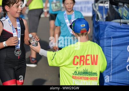 Brighton Triathlon 2019 15/09/2019 il triplo evento di nuoto, ciclismo e running. Foto:Terry Applin Foto Stock