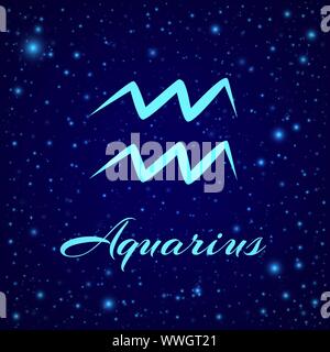 Aquarius. Vector segno zodiacale su un cielo notturno Illustrazione Vettoriale