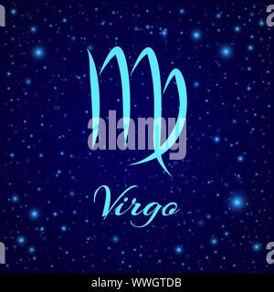 Virgo. Vector segno zodiacale su un cielo notturno Illustrazione Vettoriale