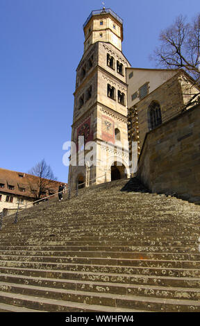 Città Chiesa San Michele, Schwäbisch Hall Foto Stock