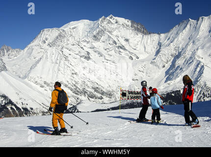 Nella ski area di San Gervais-Mont Blanc Foto Stock