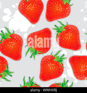 Modello senza cuciture con fragole, arte astratta Foto Stock