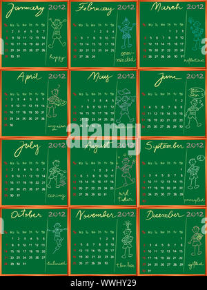 Mese di Novembre 2012 Calendario sulla lavagna verde su sfondo