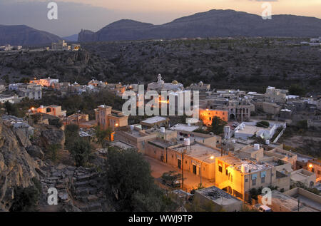 Night Shot di Qatana, Saiq altopiano, Oman Foto Stock