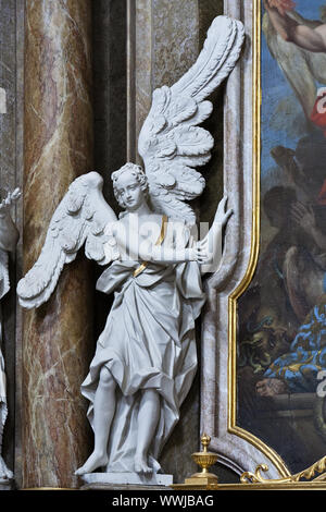 Engel statua nella basilica sulla Sonntagsberg, Mostviertel Regione, Austria Inferiore, Austria, Europa Foto Stock