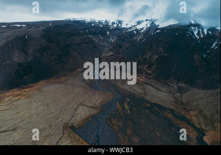 Panorami islandese, vista aerea sulle terre Foto Stock