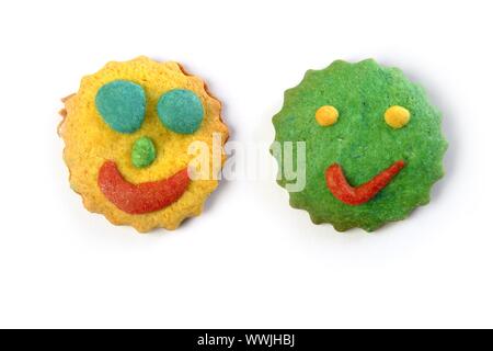 Funny smile biscotti colorati di forma rotonda Foto Stock