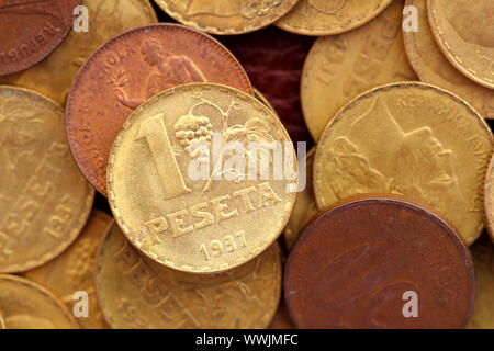 Antiquariato vecchio reale Spagna Repubblica 1937 valuta Moneta peseta e 50 centesimi Foto Stock