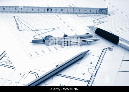 I piani per una nuova residential real esate dall'architetto Foto Stock