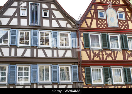 Metà storico-case con travi di legno in Schwäbisch Hall, Germania Foto Stock