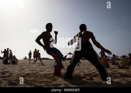 Capoeira, danza, arti marziali, ballerino Foto Stock