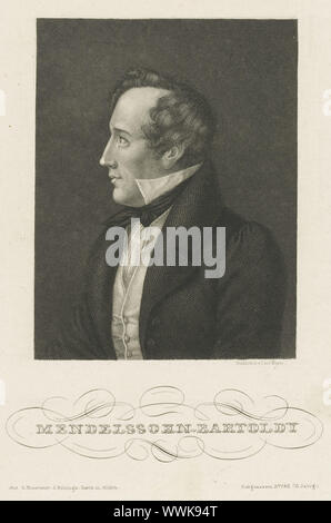 Ritratto di Felix Mendelssohn Bartholdy, c. 1840. Collezione privata. Foto Stock