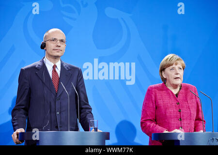 Il cancelliere tedesco Merkel e PM Letta di Italia Foto Stock