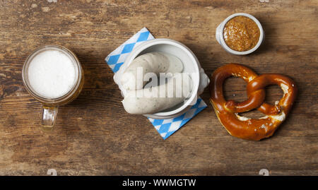 Tipico snack bavarese chiamato brotzeit, Germania meridionale Foto Stock