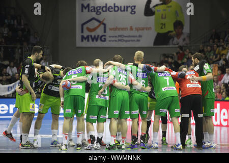 DKB Handball-Bundesliga 2013-2014, 25. Spieltag, SC Magdeburg - TV Emsdetten Foto Stock