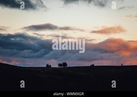 Lungo il crinale al tramonto nel lungo Mynd Foto Stock