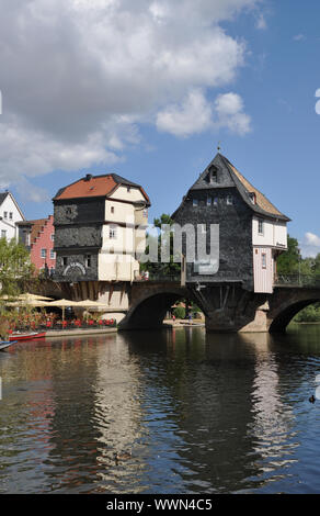 Case di ponte a Bad Kreuznach Foto Stock