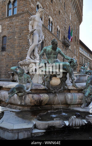 Fontana di Nettuno a Firenze Foto Stock