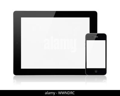 Apple iPad3 con Apple iPhone4S Foto Stock