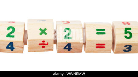 Giocattolo per bambini con blocchi equazione errato Foto Stock