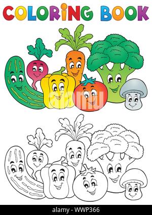 Libro da colorare tema vegetale 2 Illustrazione Vettoriale