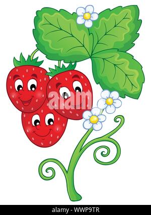 Immagine con fragola tema 1 Illustrazione Vettoriale