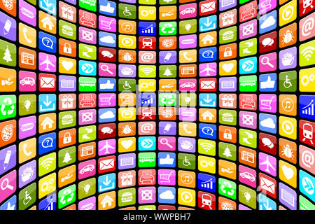 Applicazione app App Icone icone multimediali per il telefono cellulare o di sfondo dello smartphone Foto Stock