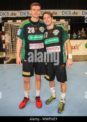 Pallamano e campione europeo nel 2016 Erik Schmidt u. Kai Häfner (TSV Hannover-Burgdorf) Foto Stock