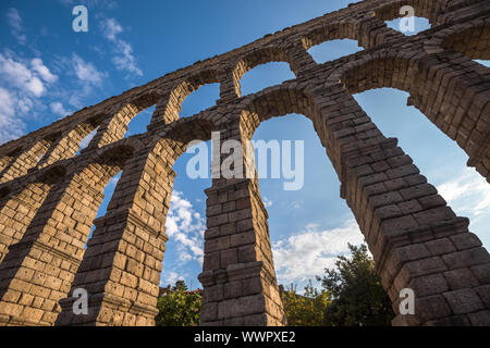 Antico Acquedotto romano di Segovia, Castilla y Leon, Spagna Foto Stock