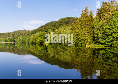 Lago di montagna nella catena montuosa di Harz Foto Stock
