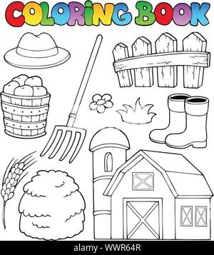 Coloring Book farm tema 2 Illustrazione Vettoriale