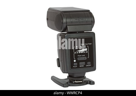 Digital flash automatico, isolato su sfondo bianco con tracciato di ritaglio Foto Stock