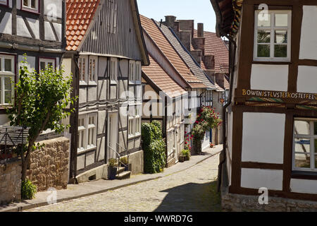 Graticcio-case nella città vecchia di Warburg, East Westfalia, Nord Reno-Westfalia, Germania Foto Stock