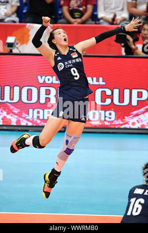 Kanagawa, Giappone. Credito: MATSUO. Xvi Sep, 2019. Zhang Changning (CHN) Pallavolo : 2019 FIVB Pallavolo Coppa del Mondo donne prima partita tra la Cina e la Russia 3-0 a Yokohama Arena di Kanagawa, Giappone. Credito: MATSUO .K AFLO/sport/Alamy Live News Foto Stock