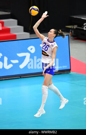 Kanagawa, Giappone. Credito: MATSUO. Xvi Sep, 2019. Anna Lazareva (RUS) Pallavolo : 2019 FIVB Pallavolo Coppa del Mondo donne prima partita tra la Cina e la Russia 3-0 a Yokohama Arena di Kanagawa, Giappone. Credito: MATSUO .K AFLO/sport/Alamy Live News Foto Stock